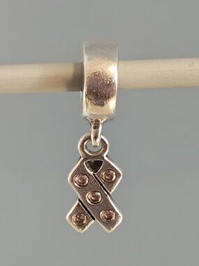 Authentic Pandora Retired Breast Cancer Awareness Ribbon Dangle – 790314PCZ